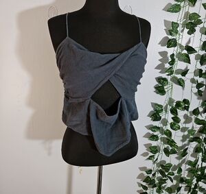 Free People Dark Gray Wrap Cut Out Top